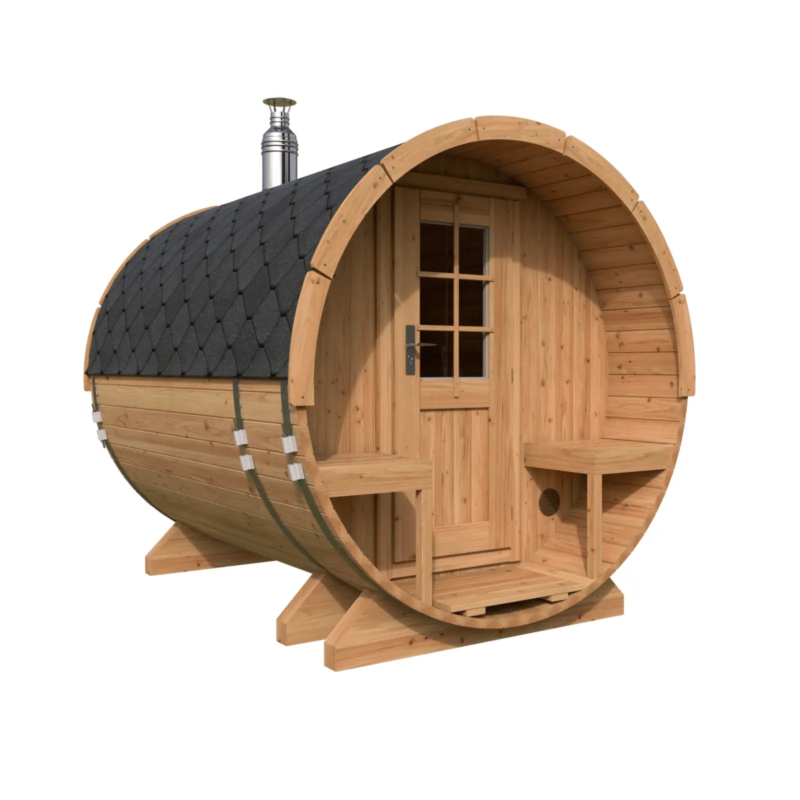 Sauna ogrodowa beczka Orbi 270 cm 4 osobowa z tarasem