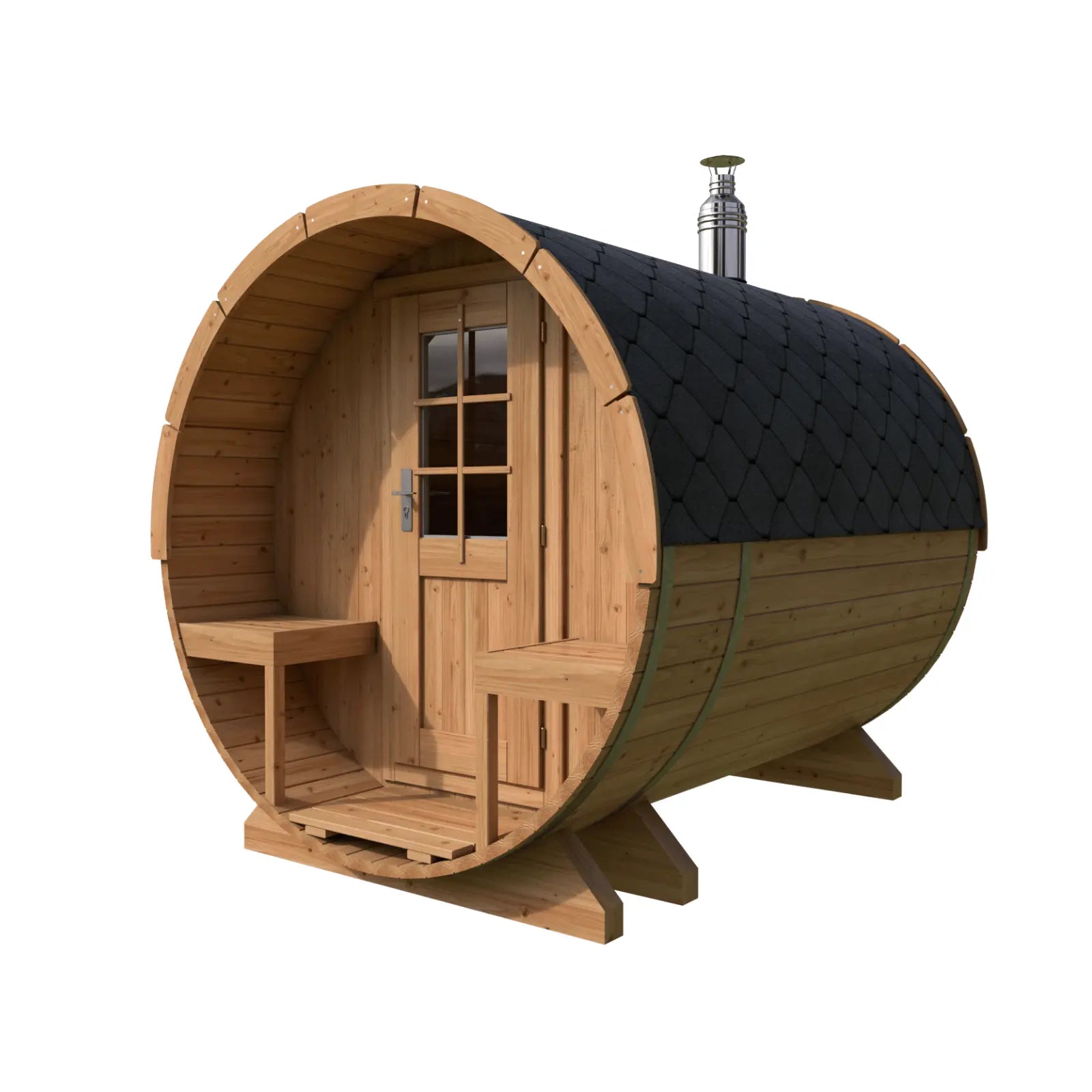 Sauna ogrodowa beczka Orbi 270 cm 4 osobowa z tarasem