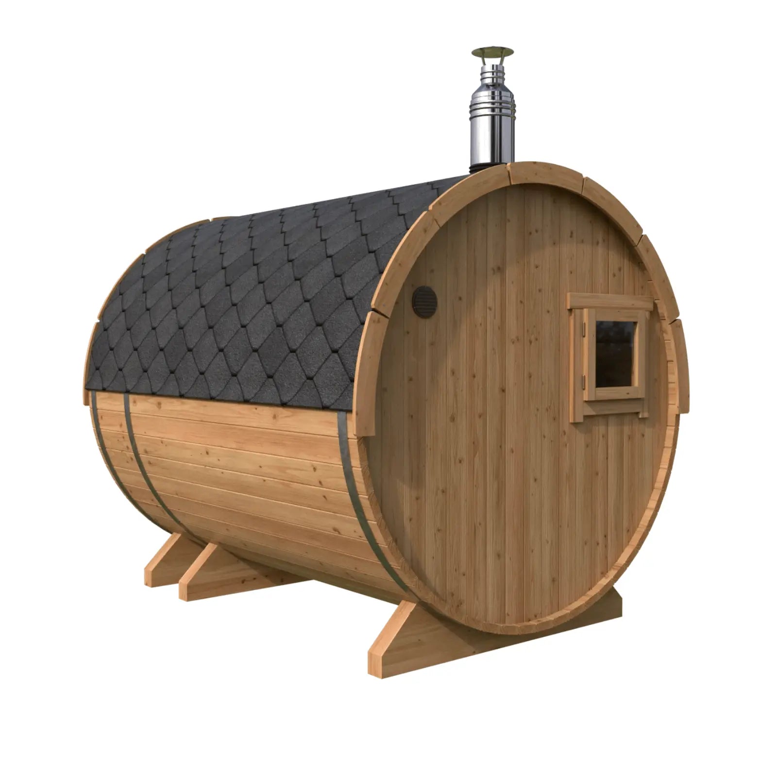 Sauna ogrodowa beczka Orbi 270 cm 4 osobowa z tarasem