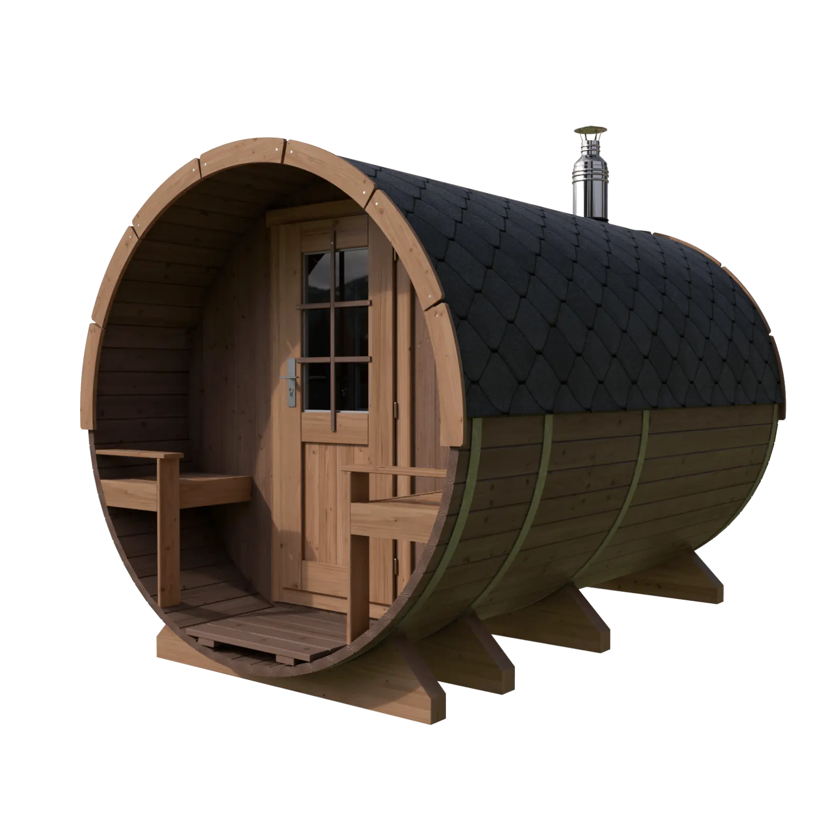Sauna ogrodowa beczka premium Orbi 3,3 m 4-6 osobowa z tarasem