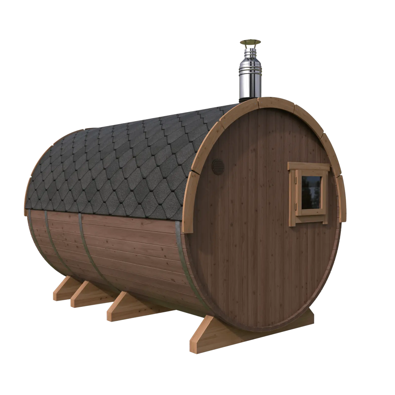Sauna ogrodowa beczka premium Orbi 3,3 m 4-6 osobowa z tarasem