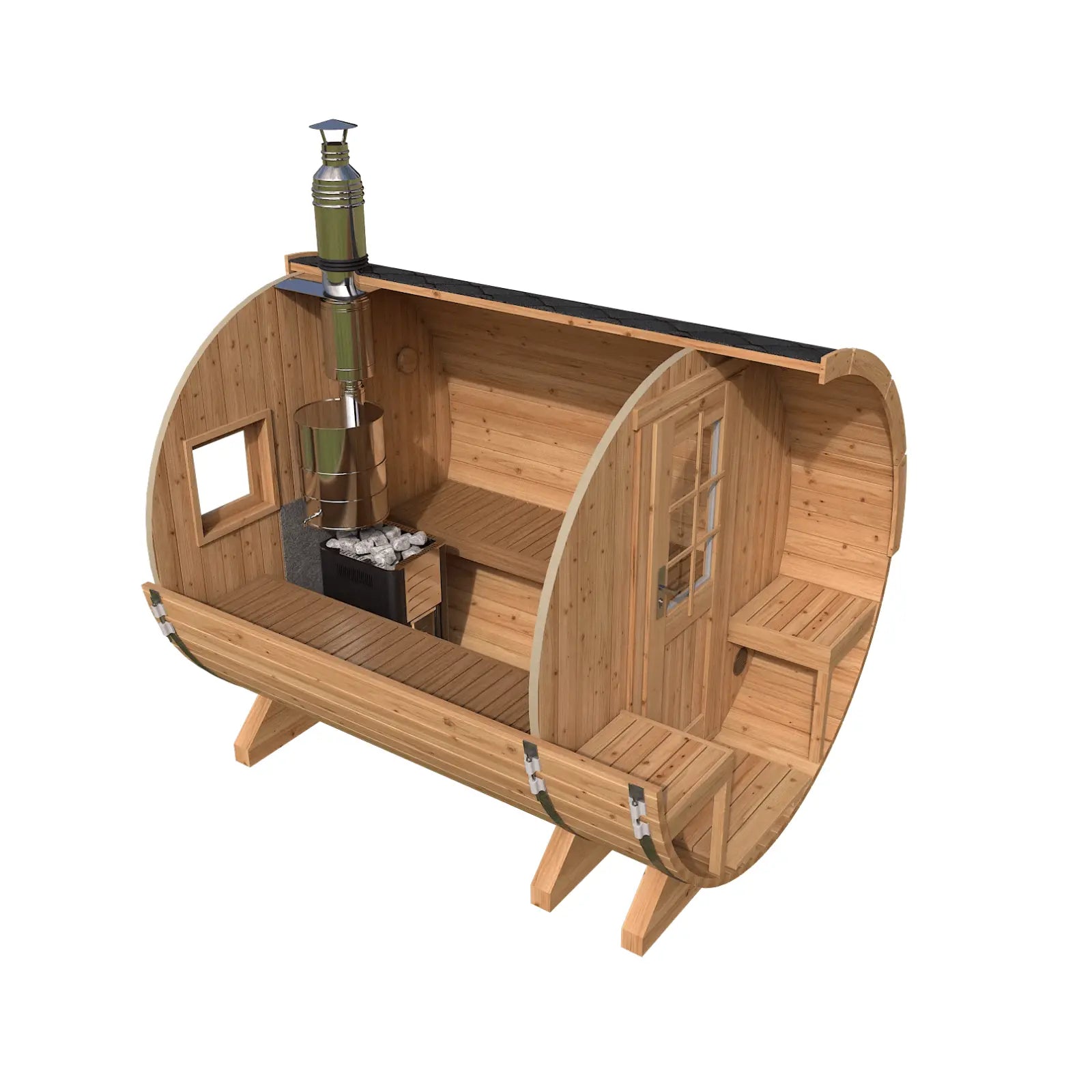 Sauna ogrodowa beczka Orbi 270 cm 4 osobowa z tarasem