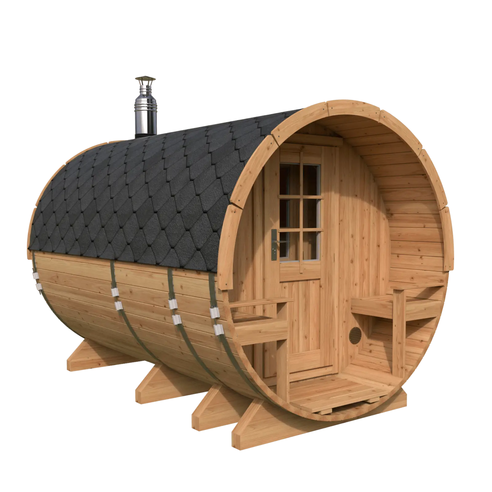 Sauna ogrodowa beczka premium Orbi 3,3 m 4-6 osobowa z tarasem