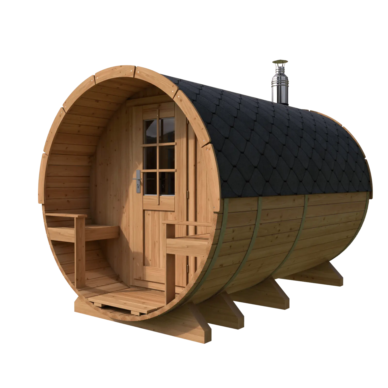 Sauna ogrodowa beczka premium Orbi 3,3 m 4-6 osobowa z tarasem