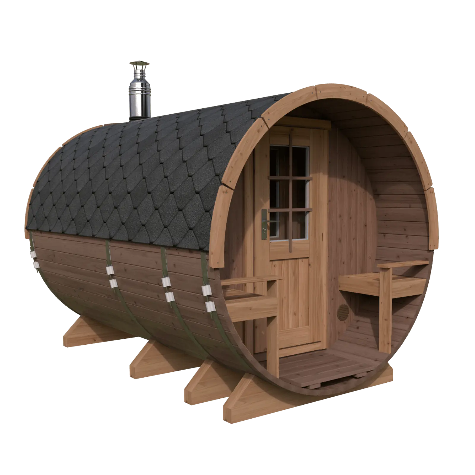 Sauna ogrodowa beczka premium Orbi 3,3 m 4-6 osobowa z tarasem