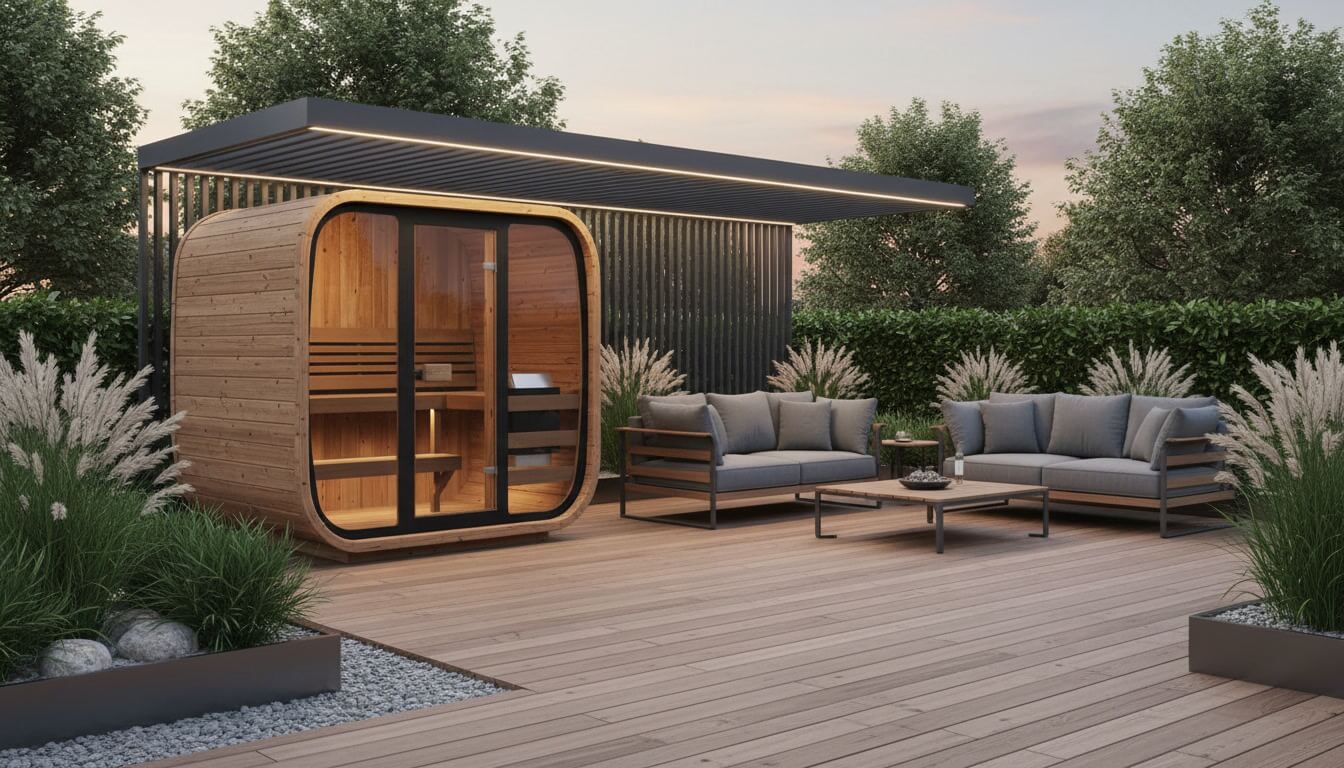 Projekt tarasu pod jacuzzi lub saunę